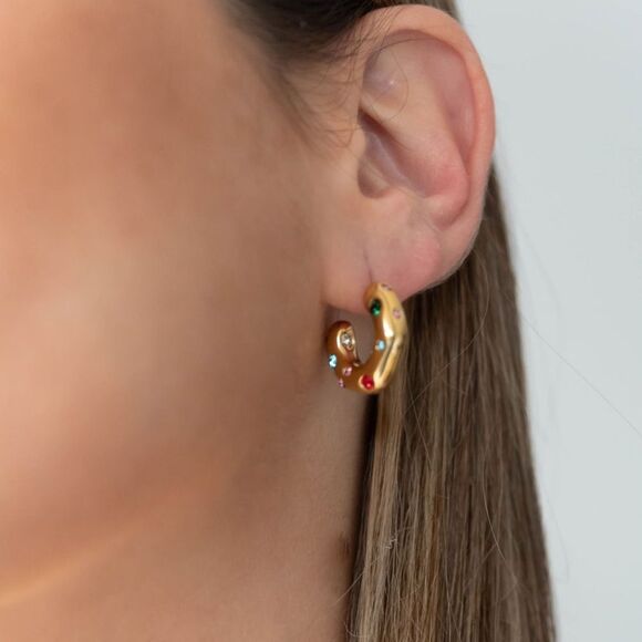 Rhinestone hoop earrings M56 - Picture 3 of 9